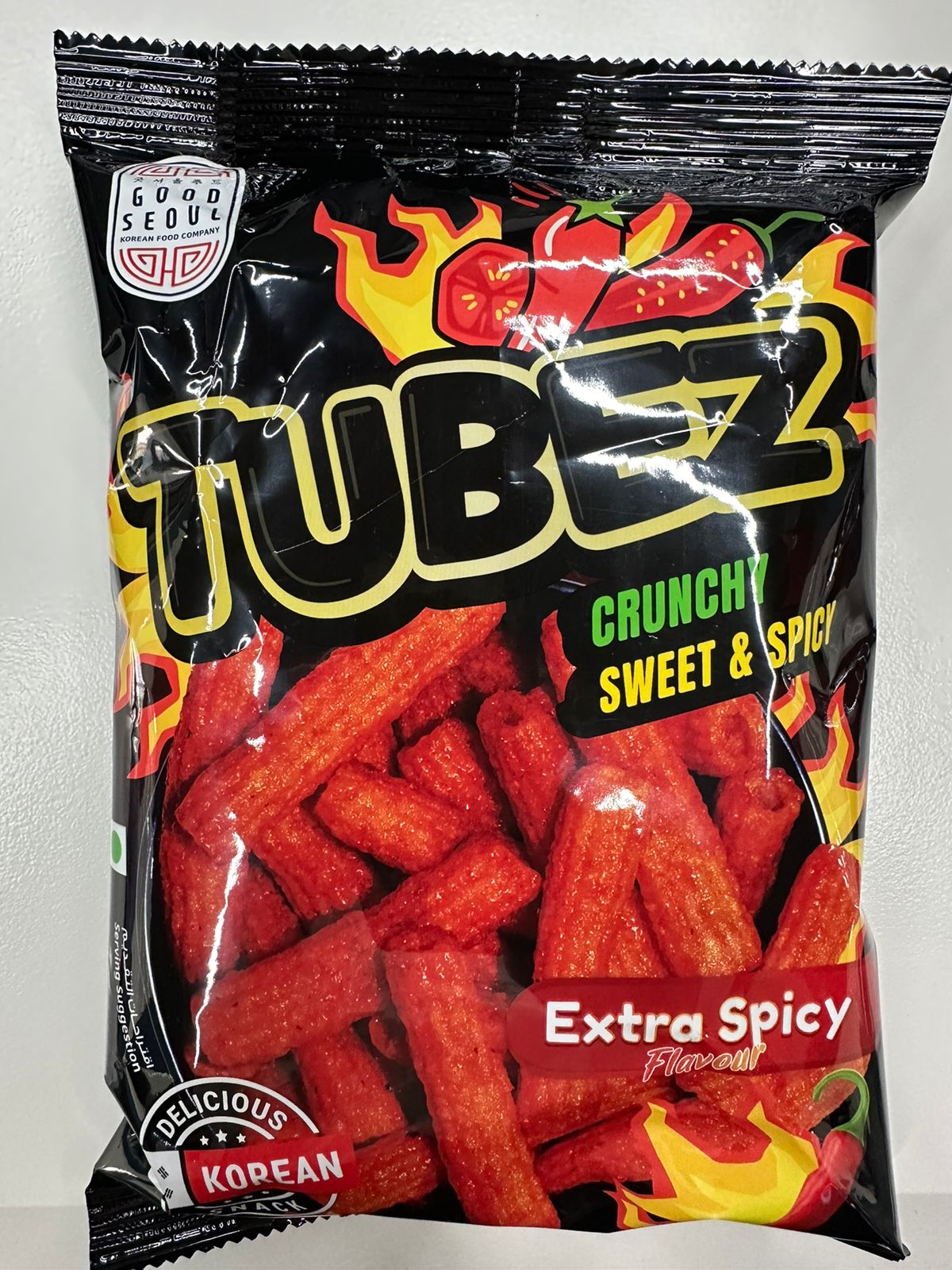 Tubez crunchy sweet and extra spicy شبس كوري حلو وحار