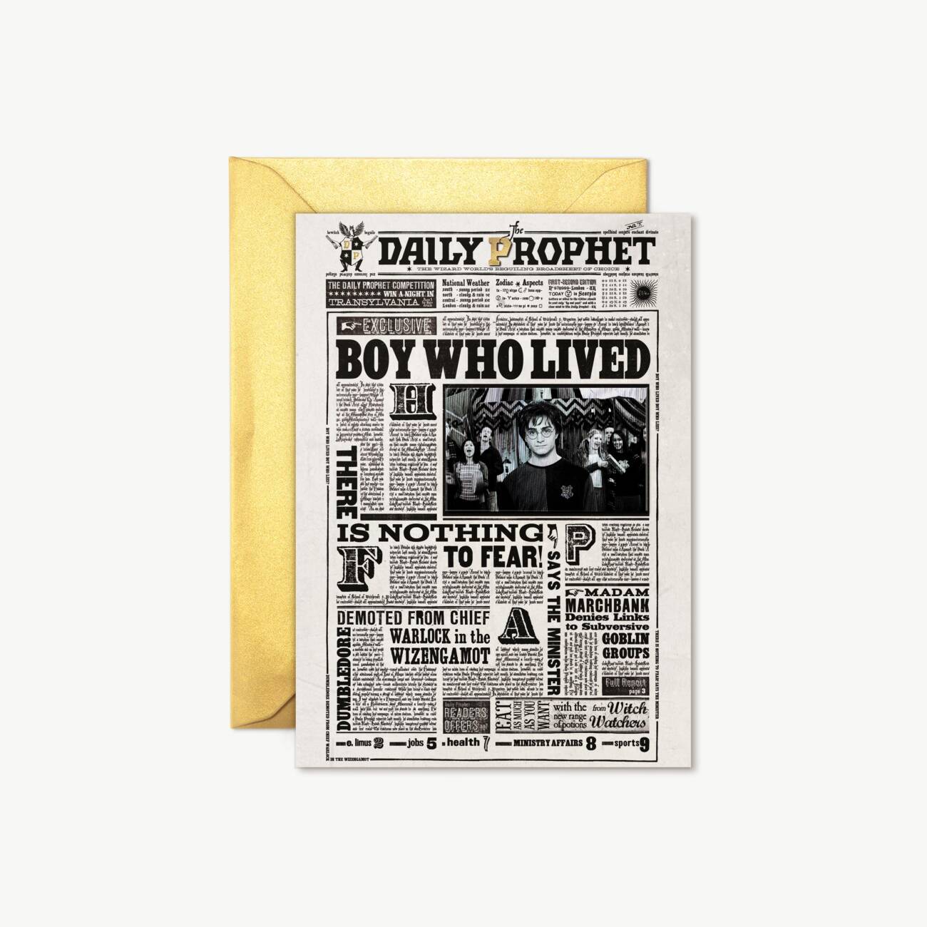 Harry potter note card boy who lived lenticular