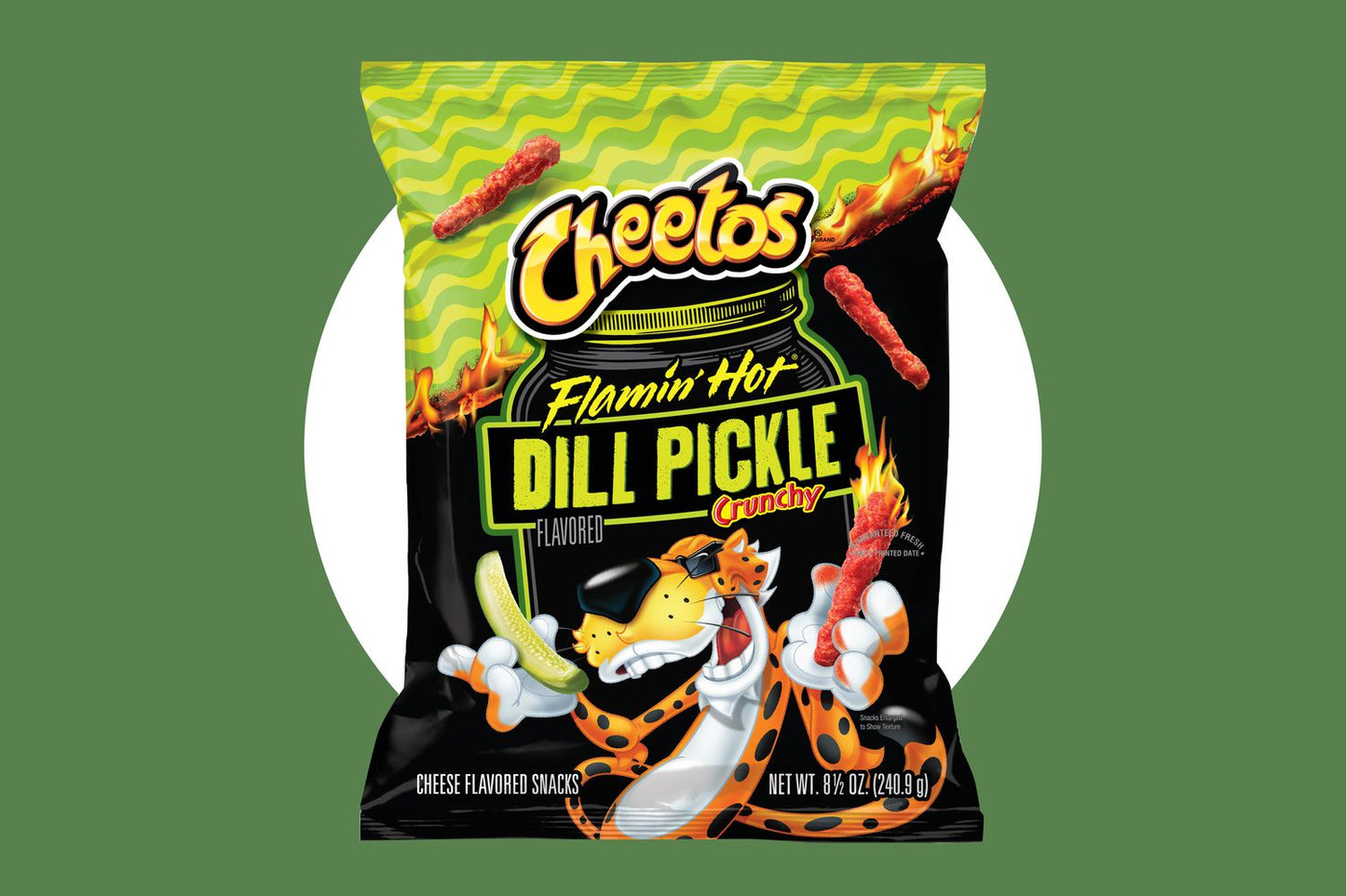 Cheetos Flamin' Hot Dill Pickle Flavor شيتوس بنكهة مخلل الشبت الحار