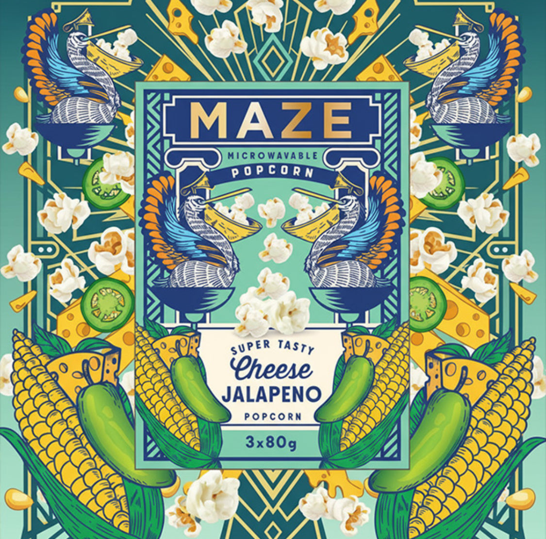 Snack maze popcorn cheesy jalapeno