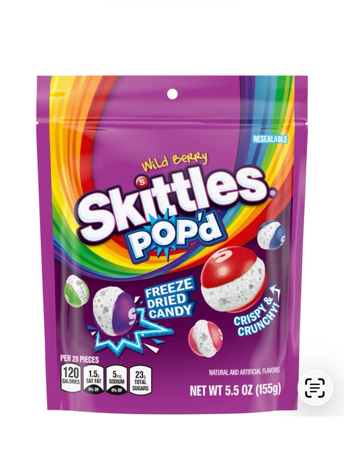 Skittles Pop'd wild berry candy Freeze Dried 5.5 oz.