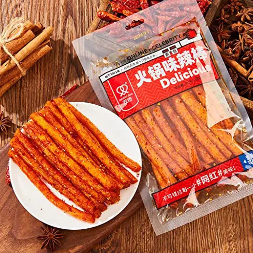 su niu liu la tiao snack hot and spicy وجبة خفيفة سو لا تياو حارة ومتبلة