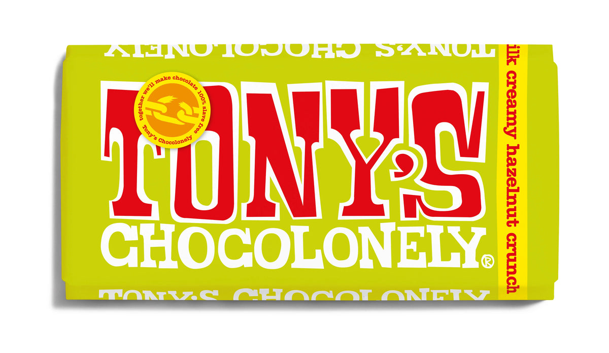 Tony’s chocolonely milk creamy hazelnut حليب الشوكولاتة الكريمي بالبندق من توني