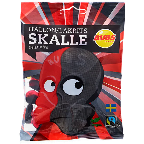 Bubs raspberry & licorice skalle 90g جمجمة التوت وعرق السوس 90 جرام