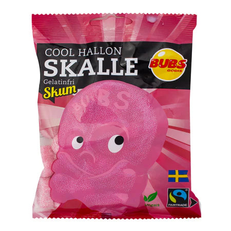 Bubs cool raspberry skalle foam candy 90g حلوى بوبس بنكهة التوت الباردة على شكل جمجمة، 90 غرام