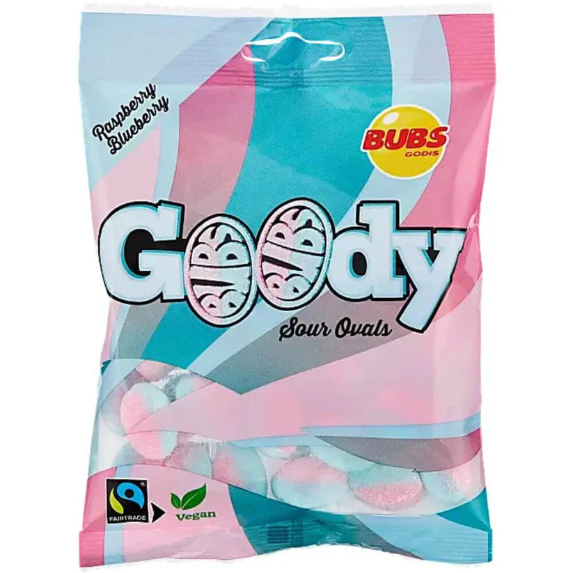 Bubs sour raspberry and blueberry diamond foam candy
