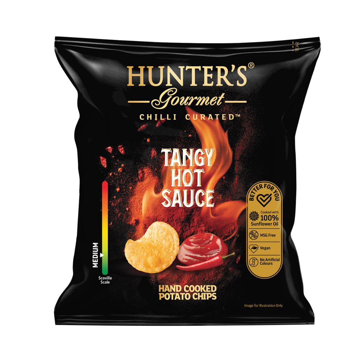 Hunters gourmet tangy hot sauce chips