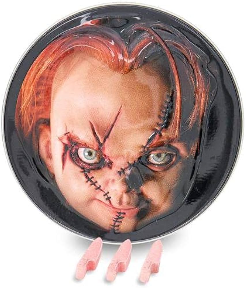 Chucky childs play Candy Tin - 0.6oz (17g) علبة حلوى تشاكي تشايلدز بلاي - 0.6 أونصة (17 جرامًا)