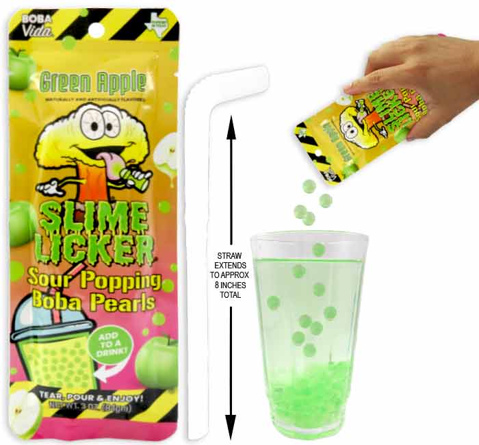 Boba vida slime licker green apple sour popping boba pearls