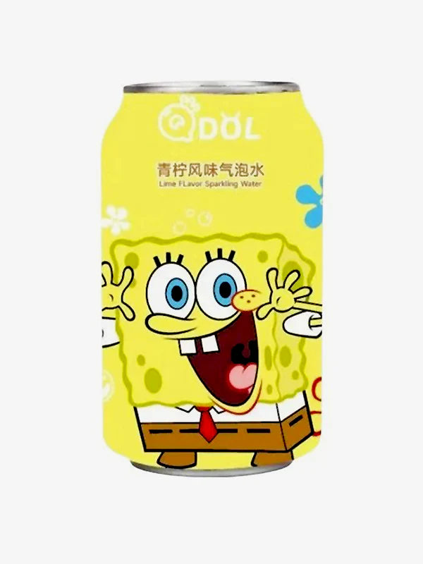Qdol sbongepob squarepants lime flavored sparkling water 330ml مياه كيودول الغازية بنكهة الليمون وسبونج بوب سكوير بانتس، 330 مل