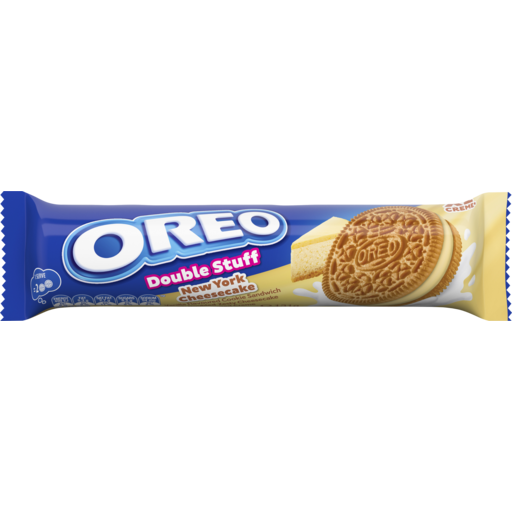Oreo double stuff new york cheesecake vanilla flavoured cookie sandwich