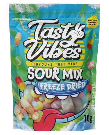 tasty vibes flovoure that vibe sour mix freeze dried candy