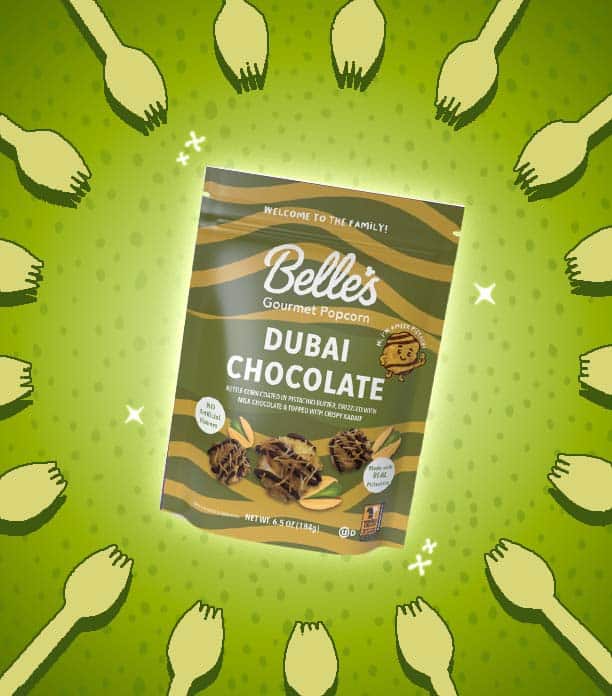 Bellas gourmet kettle popcorn dubai chocolate flavor
