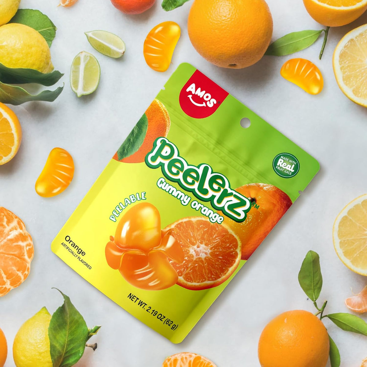 Amos Peelerz - Peelable Orange Gummy - 62g/Bag