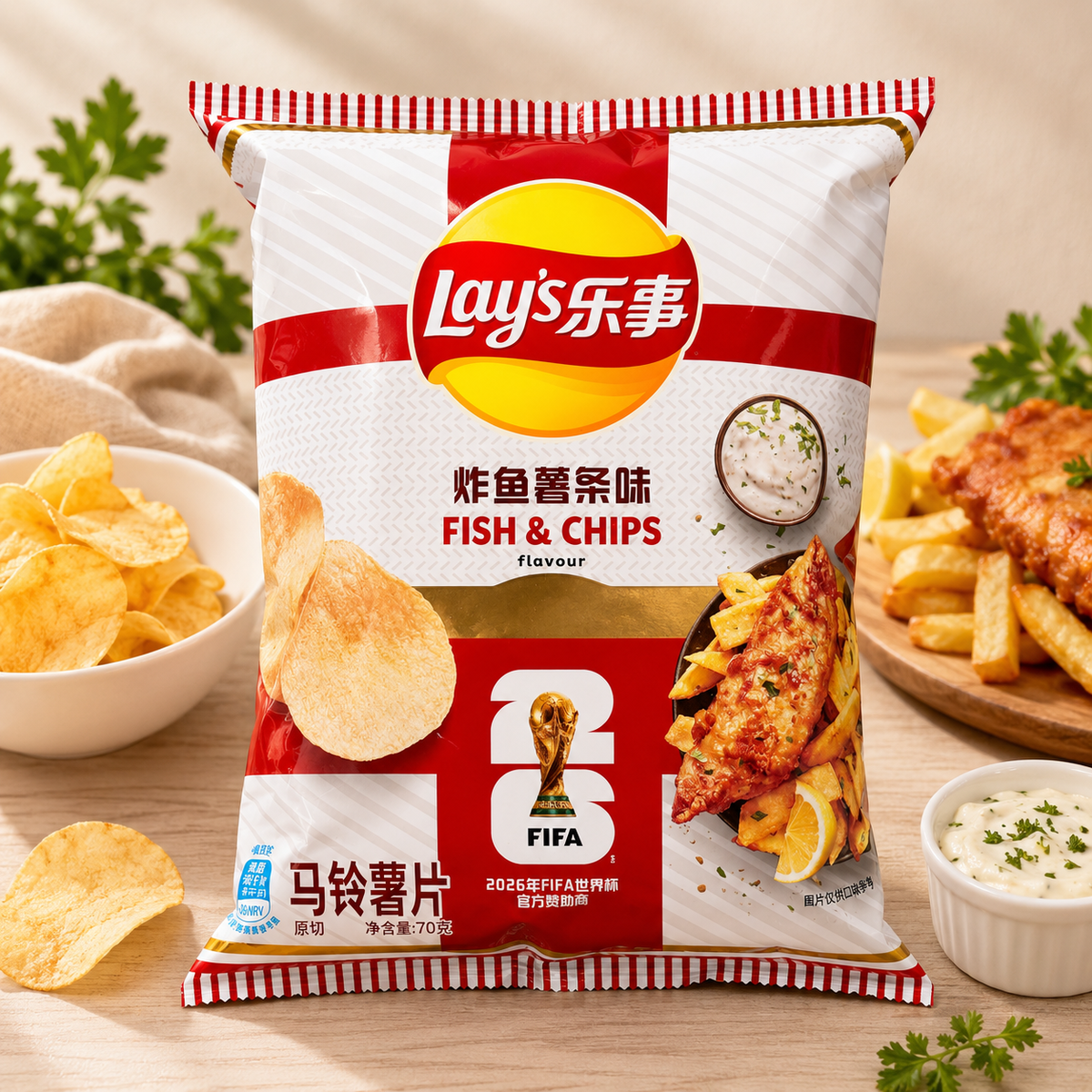 Lay’S fifa world cup Fish & Chips Flavor, 70G