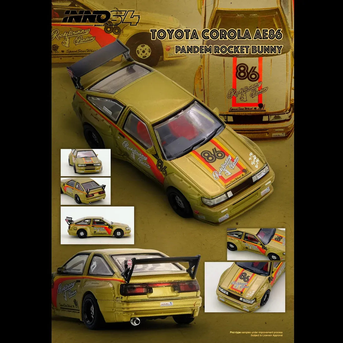 Toyota PANDEM Rocket Bunny AE86 Levin Gold Inno64