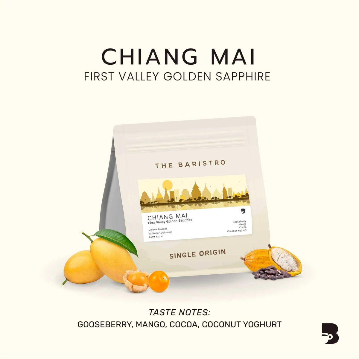The baristro chiang mai golden sapphire light roasted single origin coffee