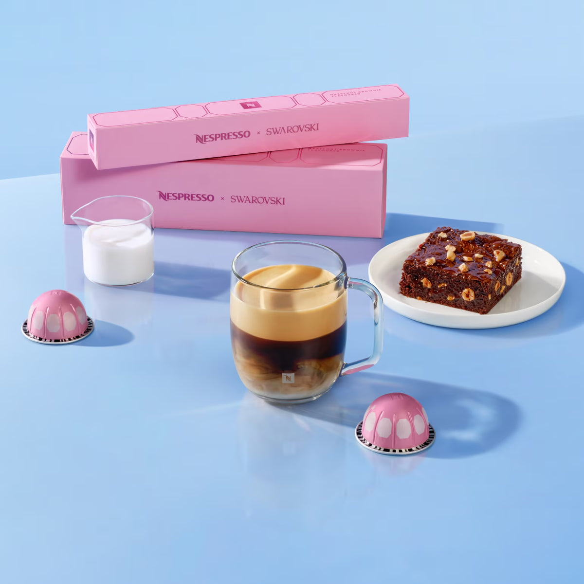 Nespresso x swarovski hazelnut brownie flavored vertuo capsules
