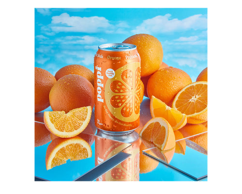 Poppi soda orange fizz 355 ml بوبي صودا بنكهة البرتقال 355 مل