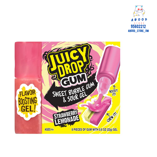 Juicy Drop gum With Sour Gel strawberry lemonade لبان مع الصوص الحامض بنكهة فراولة وليمون