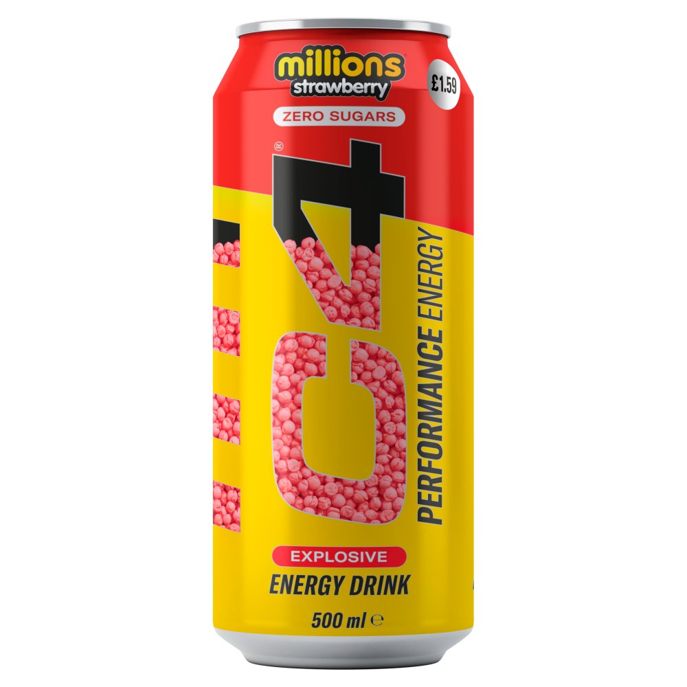 C4 Performance Energy Millions Strawberry Energy Drink 500ml مشروب الطاقة بنكهة الماركة