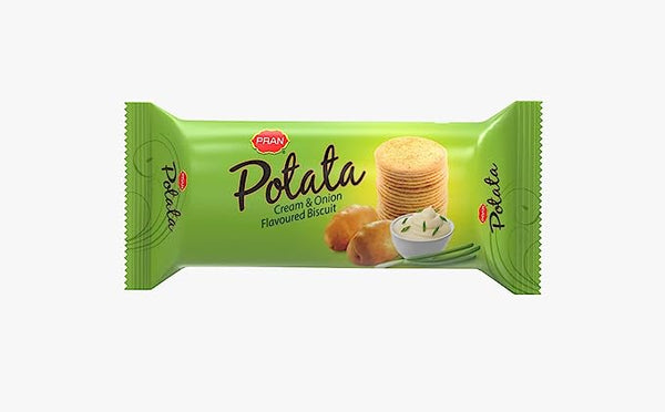 Potato cream and onion flavored biscuits