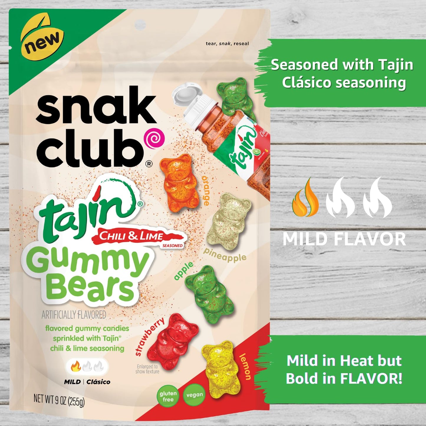 snack club tajin gummy bears جيلي الدب بنكهات مختلفه مع التاهين