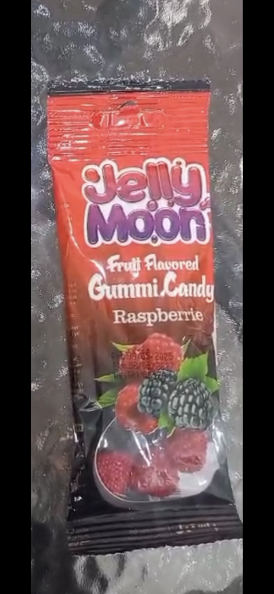 Jelly moon gummy candy raspberries