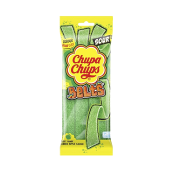 Chupa Chups Sour Apple Belts 90g اشرطه جيلي حامضة بالتفاح