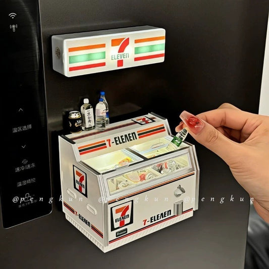 7eleven miniature dollhouse drink and ice cream freezer led