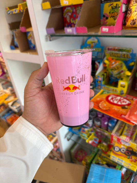 كوب ريد بول وردي فاتح مع غطاء