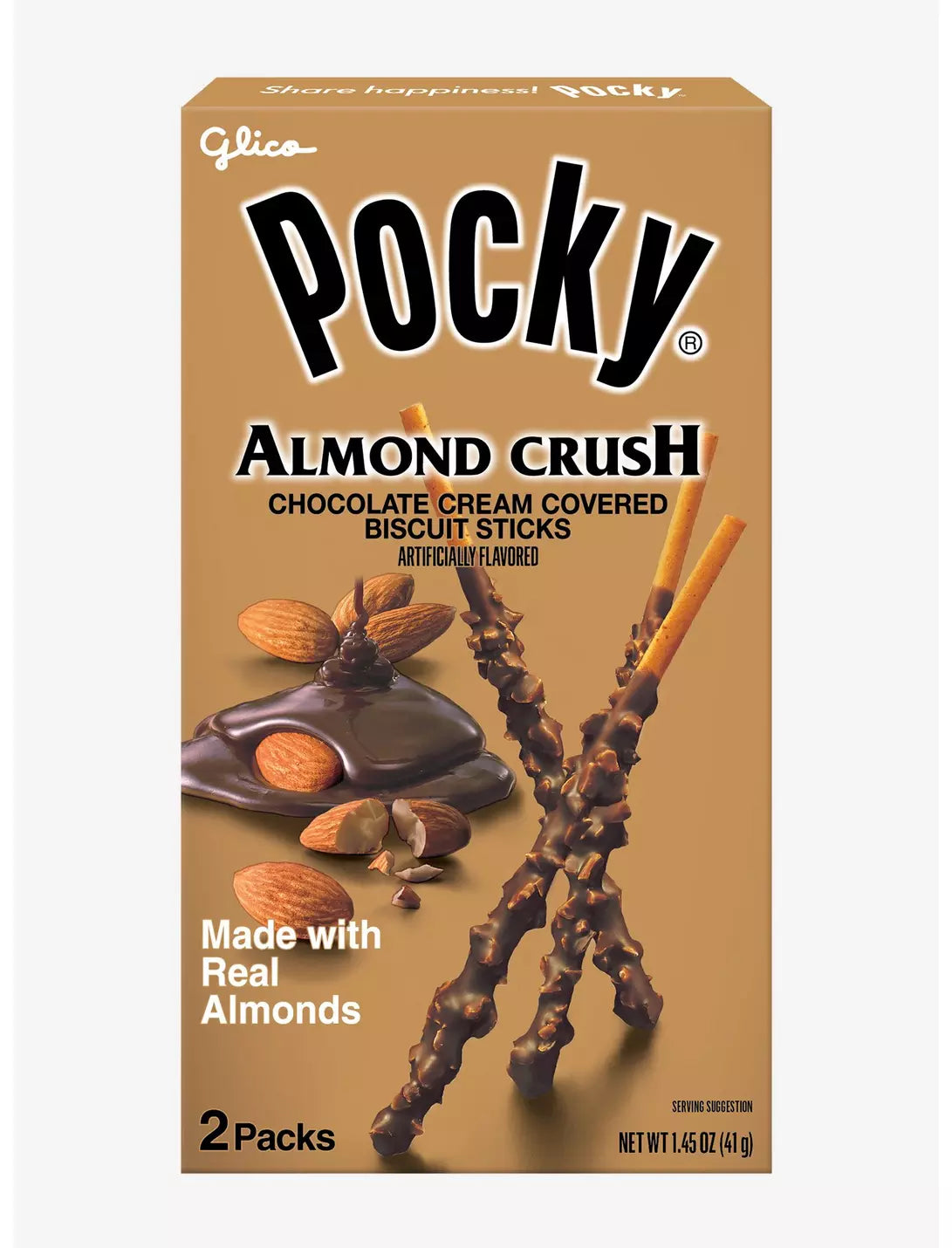 Pocky almond crush chocolate cream coverd biscuit sticks