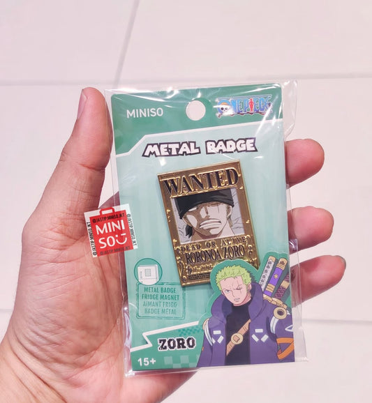 One piece metel badge wanted zoro