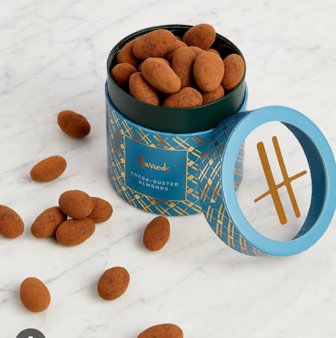 Harrods cocoa dusted almond 325g لوز مغطى بمسحوق الكاكاو من هارودز 325 غرام