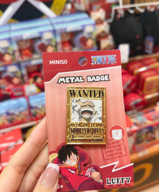 One piece metel badge wanted luffy