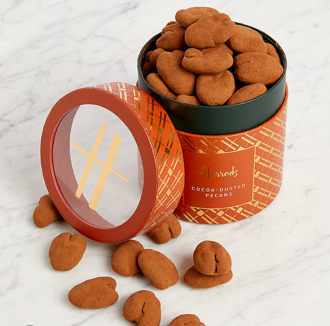 Harrods cocoa dusted pecan 325g جوز البقان المغطى بمسحوق الكاكاو من هارودز 325 غرام