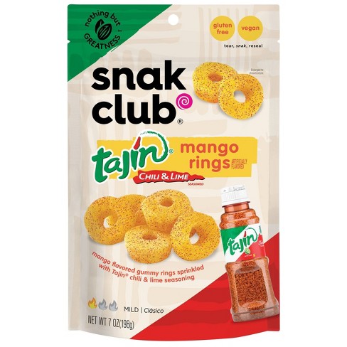 Snack club Tajin mango rings gummies جيلاتين بنكهة المانجو والتاهين