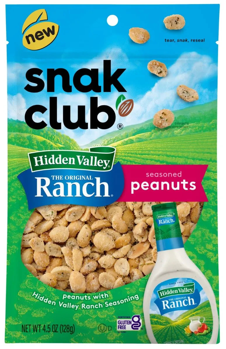 SNAK CLUB HIDDEN VALLEY RANCH PEANUTS 4.5 OZ