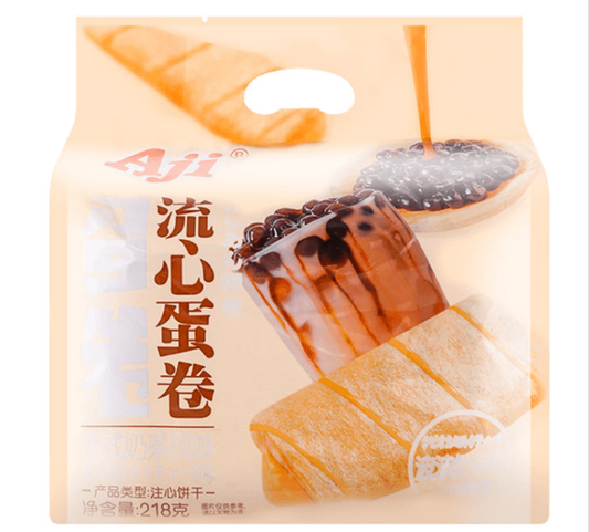 Aji Japanese-Style Premium Filled-Egg Rolls Boba Milk Tea بسكويت الحليب الياباني بنكهة البوبا