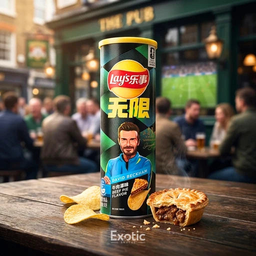 Lay’s staxx 2026 fifa world cup limited edition david beckham beef pie flavor