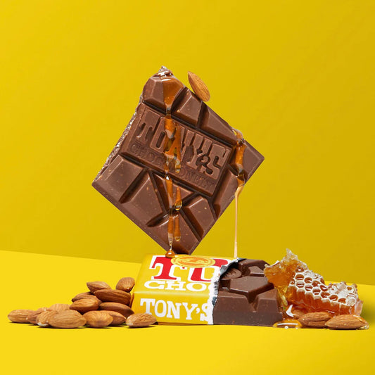 Tony’s chocolonely milk almond honey حليب اللوز بالشوكولاتة من توني