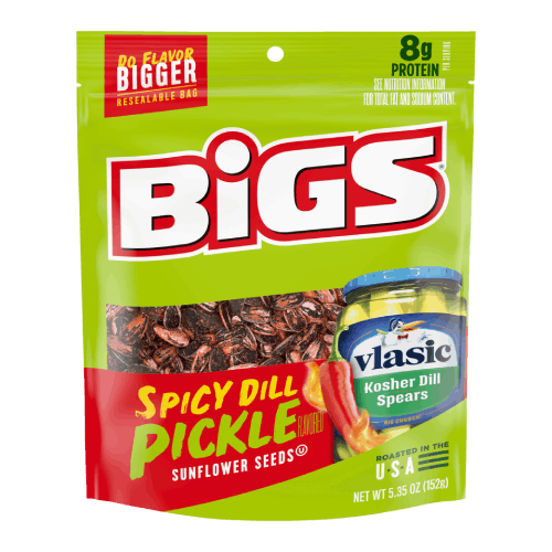 Bigs spicy dill pickles sunflower seeds مخلل الشبت الحار من بيغز وبذور دوار الشمس