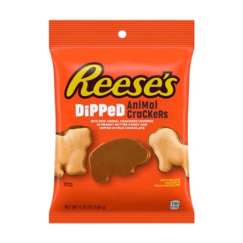 Reeses dipped animal crackers بسكويت ريسيز المغطس بالشوكولاتة على شكل حيوانات