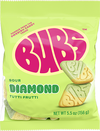 Bubs sour tutti frutti diamond foam candy بوبز حامض توتي فروتي حلوى رغوية ماسية