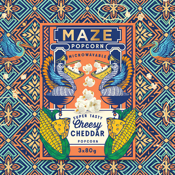 Snack maze popcorn cheesy cheddar