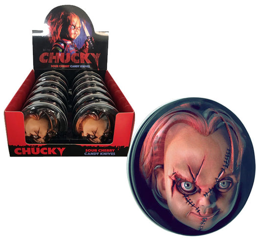 Chucky childs play Candy Tin - 0.6oz (17g) علبة حلوى تشاكي تشايلدز بلاي - 0.6 أونصة (17 جرامًا)