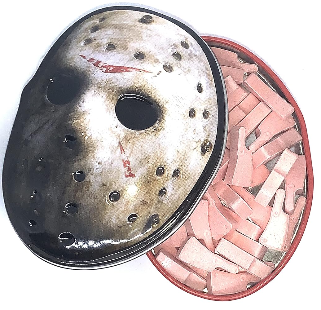 Jason mask Candy Tin - 0.6oz (17g) علبة حلوى قناع جيسون - 0.6 أونصة (17 جرامًا)