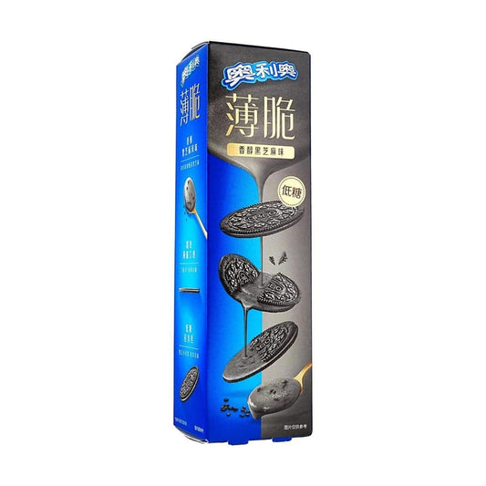 Oreo thin crisps low suger black sesame flavor رقائق أوريو الرقيقة بنكهة السمسم الأسود قليلة السكر
