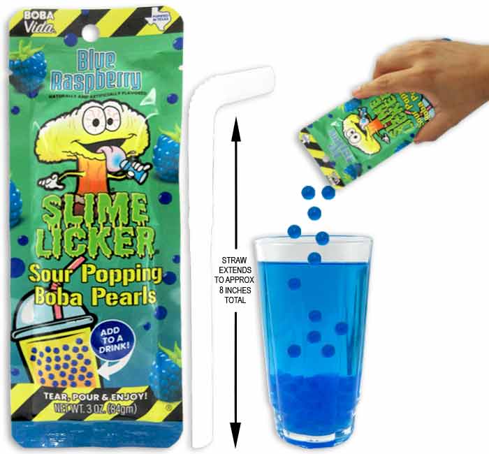 Boba vida slime licker blue raspberry sour popping boba pearls