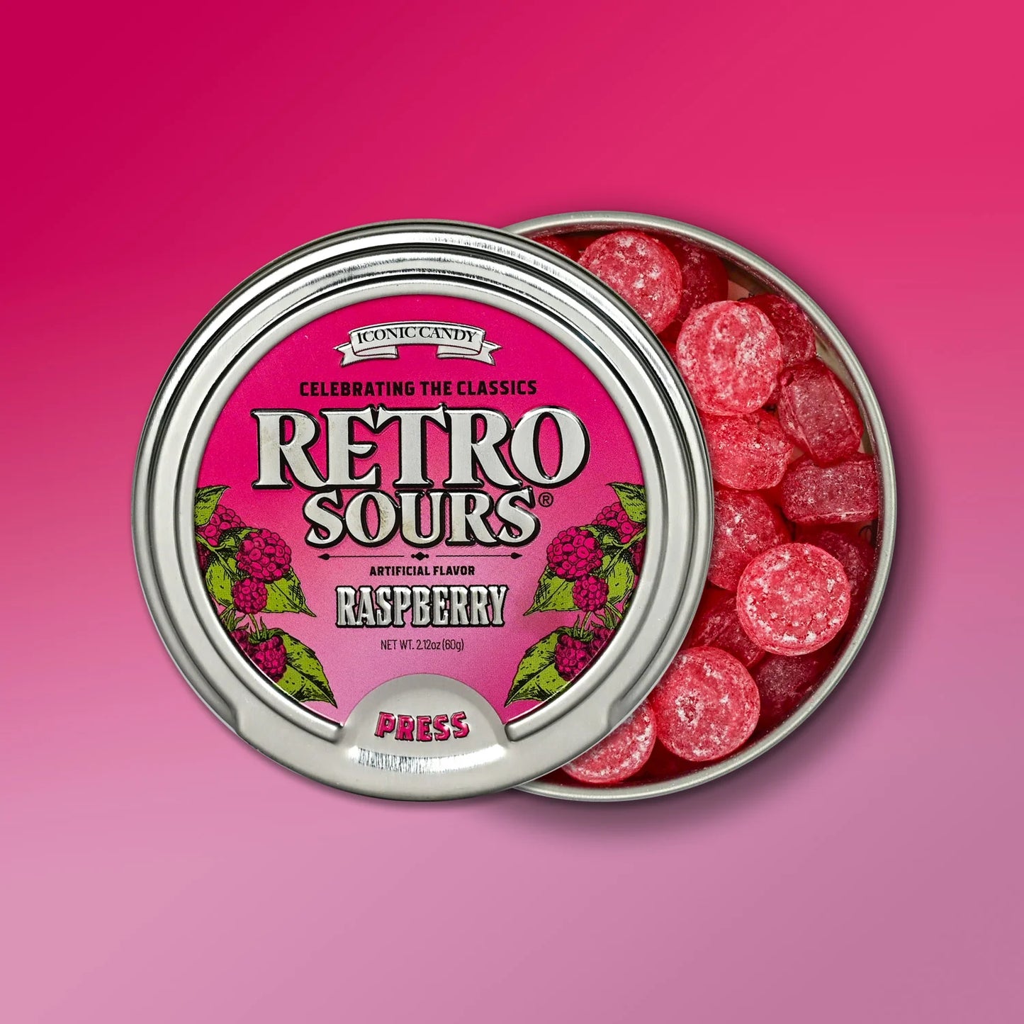 Retro sours raspberry flavor